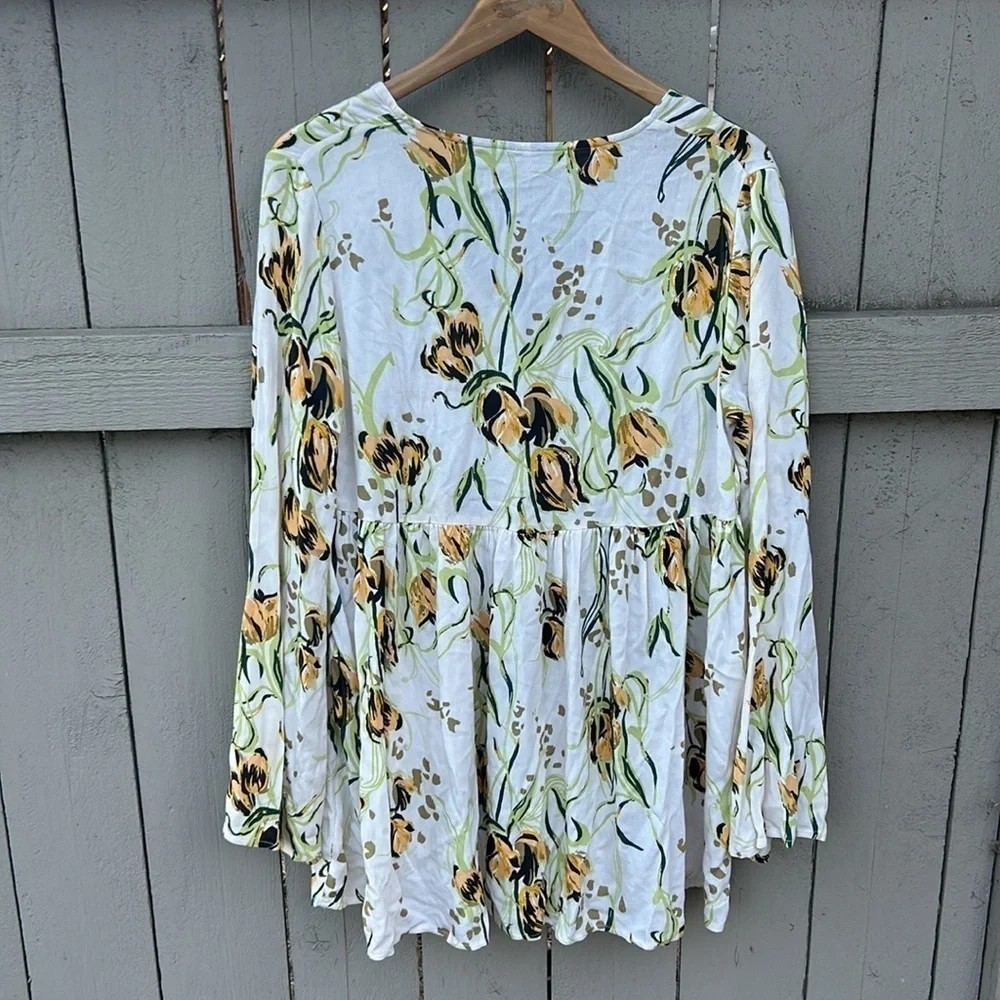 Free People Floral Bella Tunic Top Bohemian Cottagecore Festival Sz XS - Picture 4 of 5